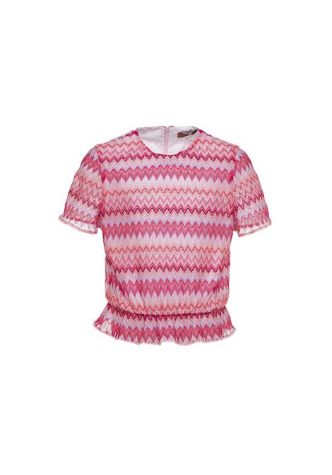Pink Knit Top With Zig-Zag Pattern MISSONI KIDS | MS8A11-Q0007502FU