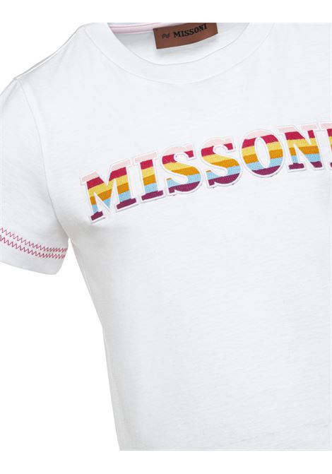 T-Shirt Bianca Con Logo Multicolore MISSONI KIDS | MS8A41-J0177100