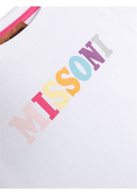 T-Shirt Crop Bianca Con Logo Multicolore MISSONI KIDS | MS8A51-Z0082100FU