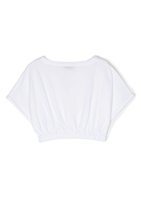 T-Shirt Crop Bianca Con Logo Di Strass MISSONI KIDS | MS8B51-J0177100