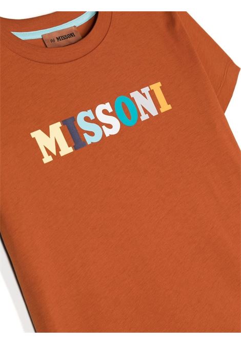 Brown T-Shirt With Multicoloured Logo MISSONI KIDS | MS8P21-Z0082300