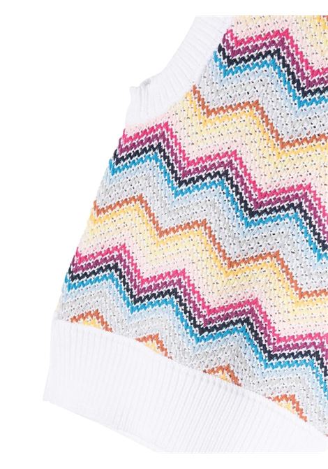 White Knitted Gilet With Multicoloured Pattern MISSONI KIDS | MS9A32-Q0008100MC