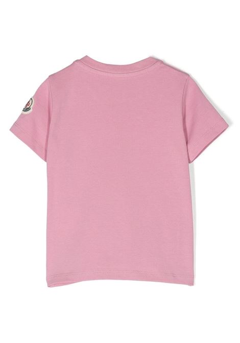 T-Shirt Rosa Con Logo Ricamato MONCLER ENFANT | 8C000-22 8790N525