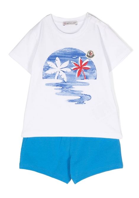 Blue and White Set With Tropical Print MONCLER ENFANT | 8M000-26 8790N002