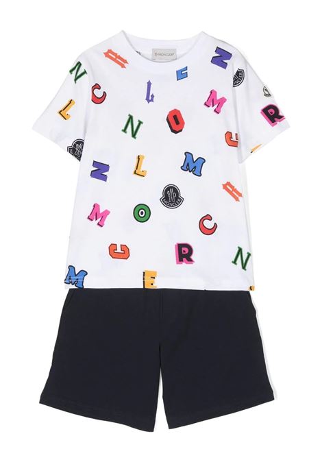 White and Navy Blue Set With Print MONCLER ENFANT | 8M000-28 89A0IS07