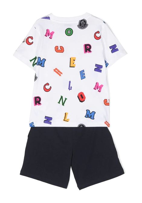White and Navy Blue Set With Print MONCLER ENFANT | 8M000-28 89A0IS07