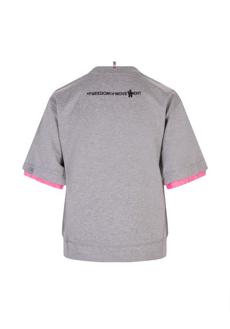 T-Shirt Grigia e Rosa Fluo Con Logo Adesivo MONCLER GRENOBLE | 8C000-01 809AD985