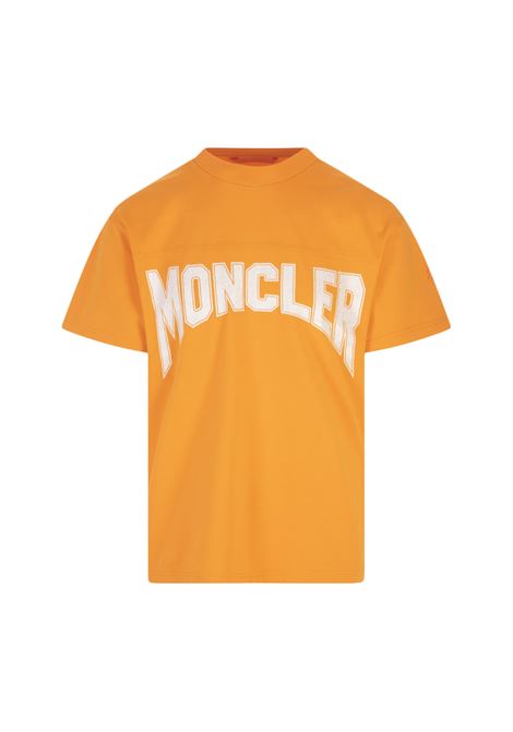 T-Shirt Moncler Arancione con scritta avorio MONCLER | 8C000-11 M2643316