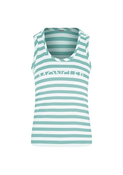 Mint Green Striped Tank Top With Logo MONCLER | 8P000-01 89A1NF08