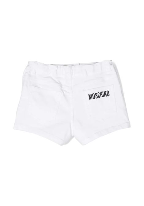 White Shorts With Embroidered Patches MOSCHINO KIDS | HCQ005LTC0410101