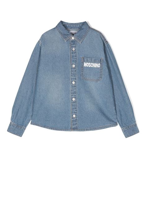 Blue Denim Shirt With Moschino Teddy Bear MOSCHINO KIDS | HUC00XL0E0640046