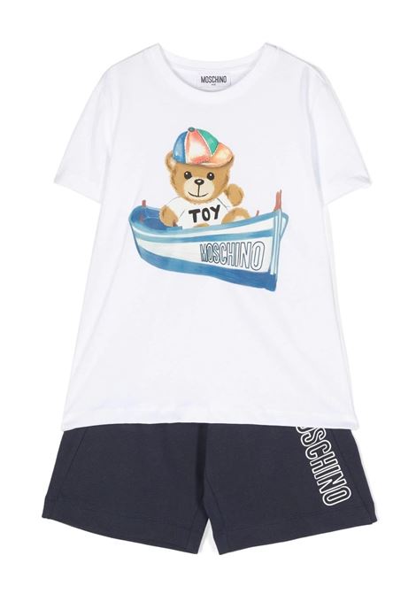 Completo Boat Teddy Bear In Bianco e Blu MOSCHINO KIDS | HUG00KLAA0283240
