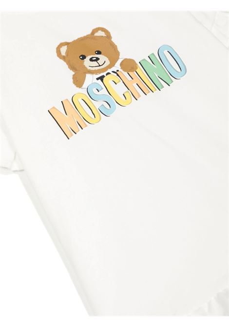 Ivory T-Shirt With Logo and Moschino Teddy Bear MOSCHINO KIDS | MDM038LBA0010063