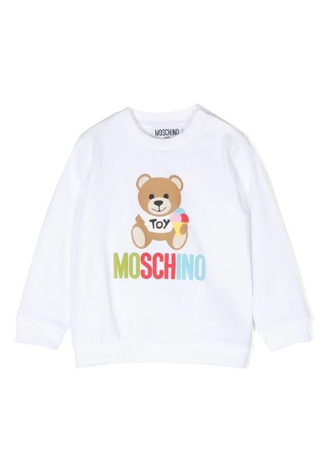 White Moschino Teddy Bear With Ice Cream Swetashirt MOSCHINO KIDS | MUF04QLCA3410101