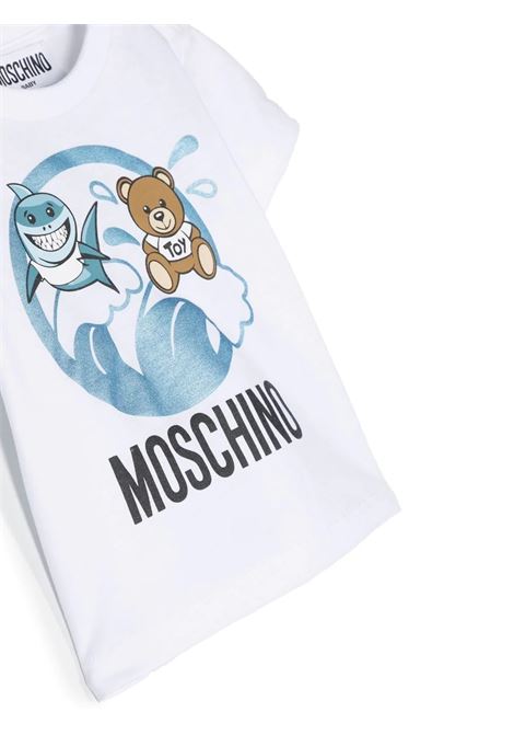 White Ocean Teddy Bear T-Shirt MOSCHINO KIDS | MUM03GLAA0210101