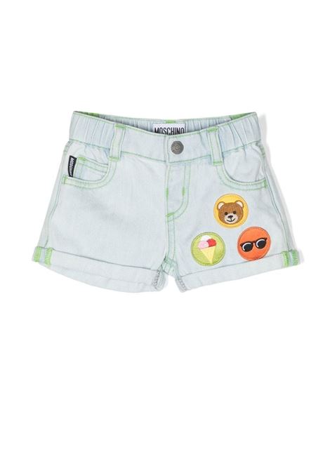 Shorts In Denim Con Patches Ricamati MOSCHINO KIDS | MUQ00QL0E1240213