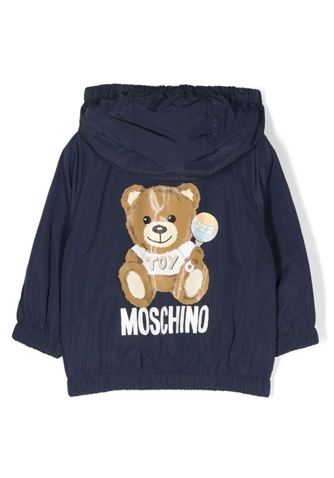 Moschino Teddy Bear Windbreaker In Blue Nylon MOSCHINO KIDS | MUS029L3A3940016