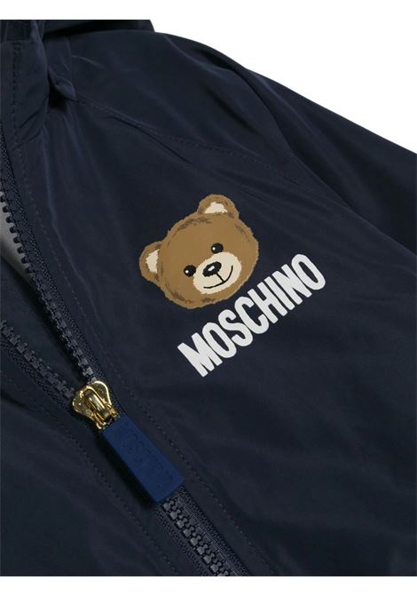 Moschino Teddy Bear Windbreaker In Blue Nylon MOSCHINO KIDS | MUS029L3A3940016