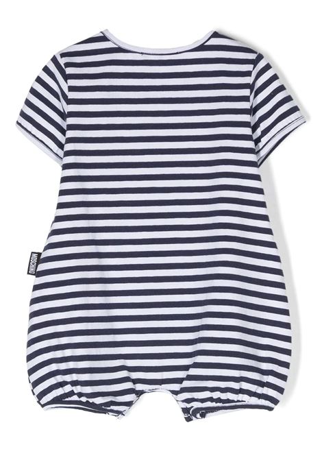 Blue Striped Short Playsuit With Sailor Teddy Bear  MOSCHINO KIDS | MUY052LBE0583120