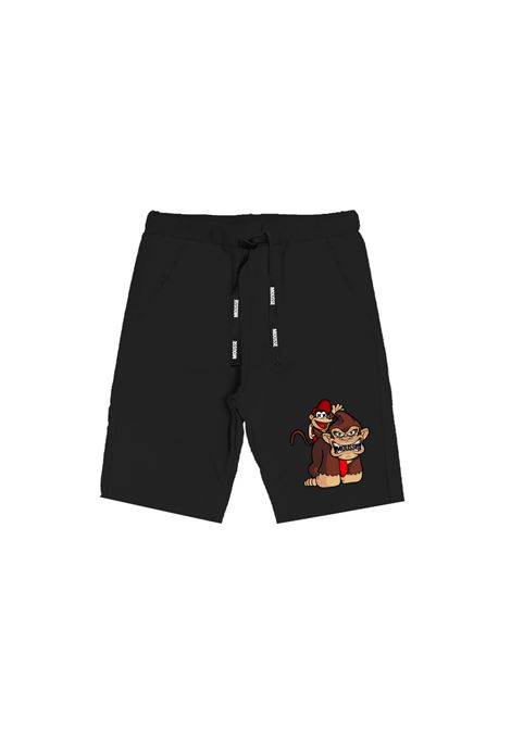 Black Bermuda Shorts With Kong Bros Print MOUSSE DANS LA BOUCHE | MKBF1278UNICA