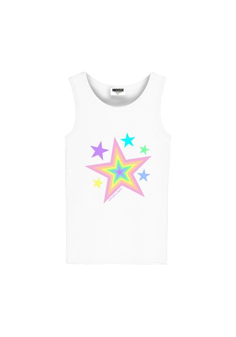 White Top With Star Rainbow Print MOUSSE DANS LA BOUCHE | MKC265UNICA