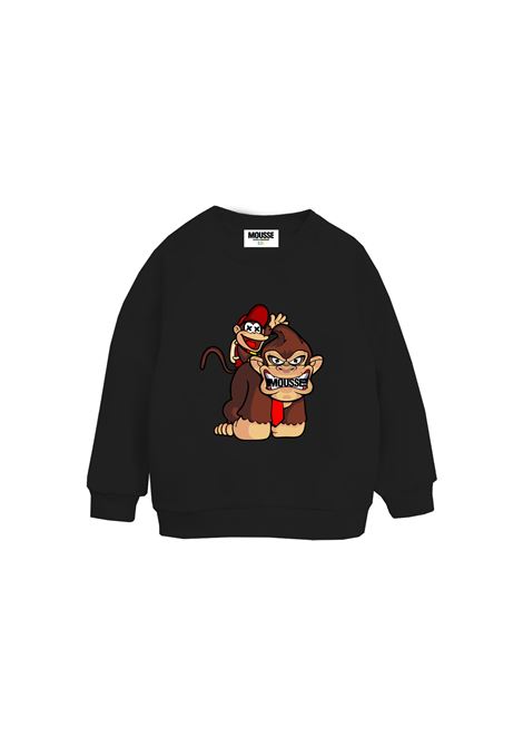 Black Crew Neck Sweatshirt With Kong Bros Print MOUSSE DANS LA BOUCHE | MKFG1278UNICA