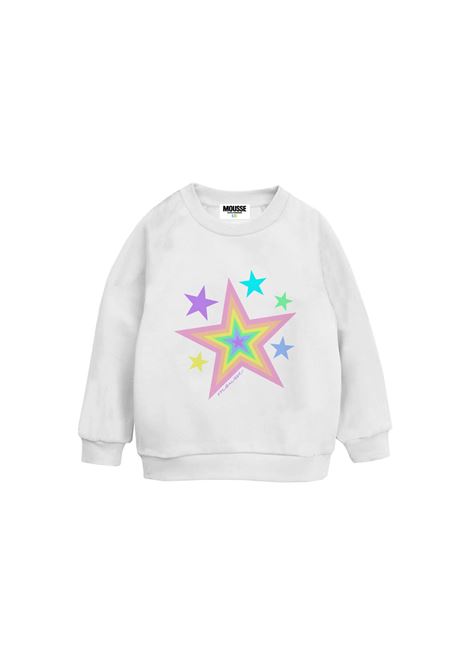 White Crew Neck Sweatshirt With Star Rainbow Print  MOUSSE DANS LA BOUCHE | MKFG2265UNICA