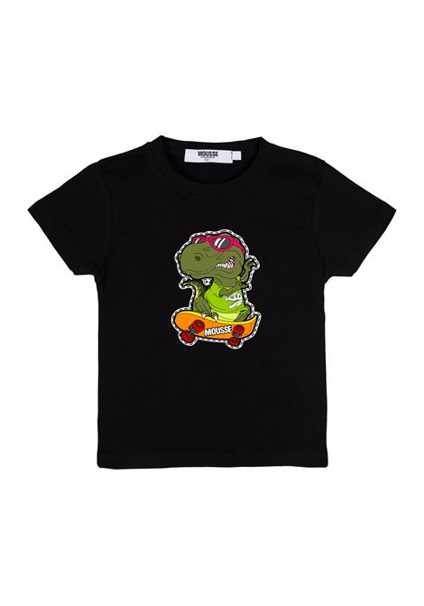 Black T-Shirt With T Rex Skate Print MOUSSE DANS LA BOUCHE | MKTSN277UNICA