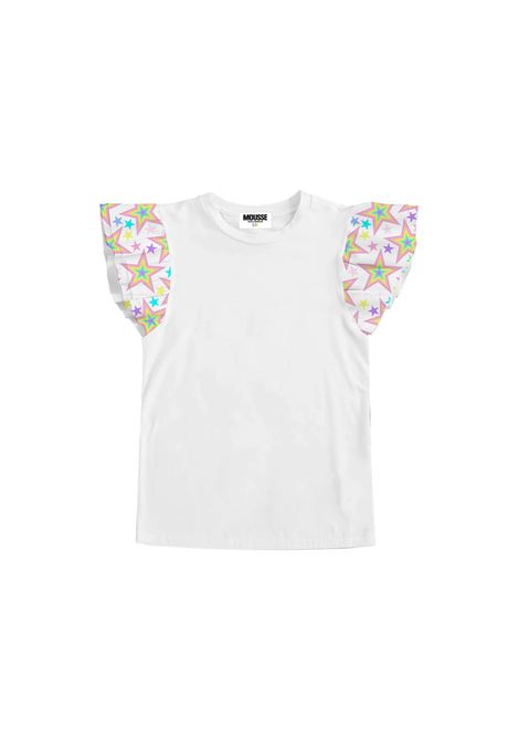 White T-Shirt With Star Rainbow Print  MOUSSE DANS LA BOUCHE | MKTSS265UNICA