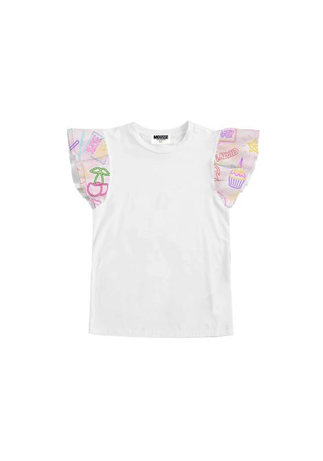 White T-Shirt With Spring Neon Print  MOUSSE DANS LA BOUCHE | MKTSS266UNICA