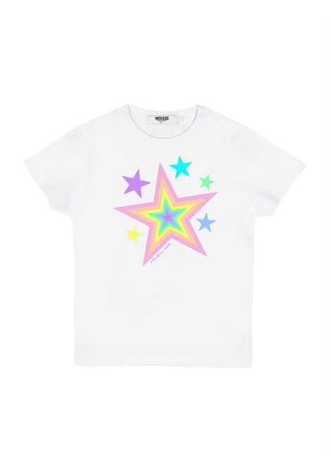T-Shirt Bianca Con Stampa Star Rainbow MOUSSE DANS LA BOUCHE | MKTSW265UNICA