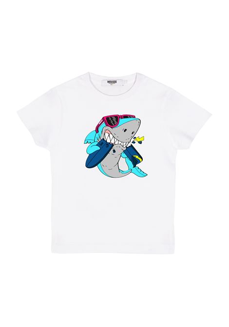 White T-Shirt With Shark Bite Print MOUSSE DANS LA BOUCHE | MKTSW275UNICA