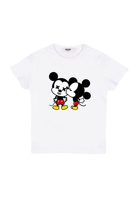 White T-Shirt With Kiss Mickey Print MOUSSE DANS LA BOUCHE | MKTSW282UNICA