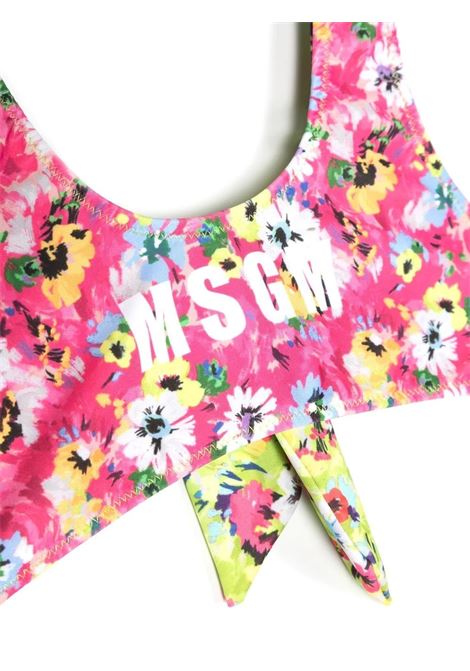 Multicolored Floral Bikini With Logo MSGM KIDS | MS029353200