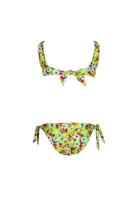 Multicolored Floral Bikini With Logo MSGM KIDS | MS029353200