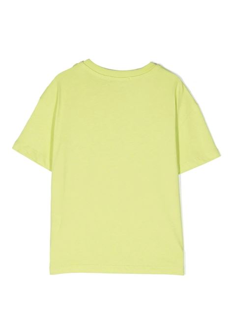 Lime T-Shirt With White Brushed Logo MSGM KIDS | MS029372086