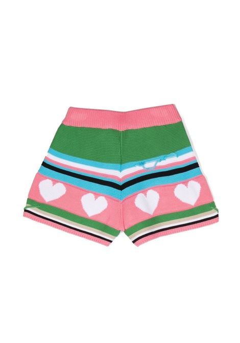 Pink Shorts With Logo And Multicoloured Stripes MSGM KIDS | MS029434042