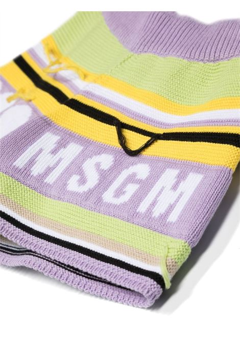 LIlac Shorts With Logo And Multicoloured Stripes MSGM KIDS | MS029434071