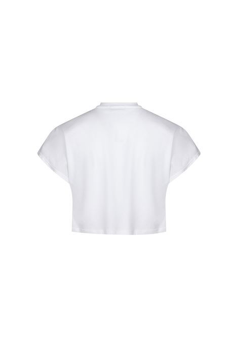 White Crop T-Shirt With Logo MSGM KIDS | MS029446001