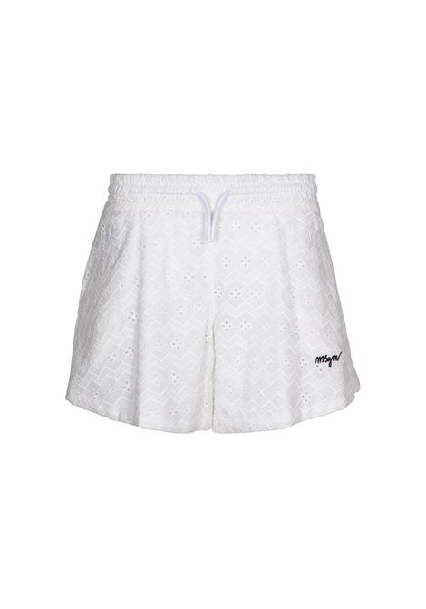 White Sangallo Shorts With Signature MSGM KIDS | MS029465002