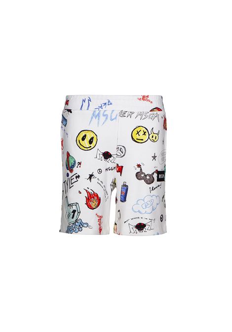 Shorts With Box Logo and All-Over Graphic Symbols MSGM KIDS | MS029505001
