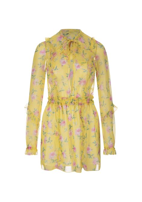 Yellow Floral Mini Dress With Ruffles MSGM | 3442MDA23-23736106