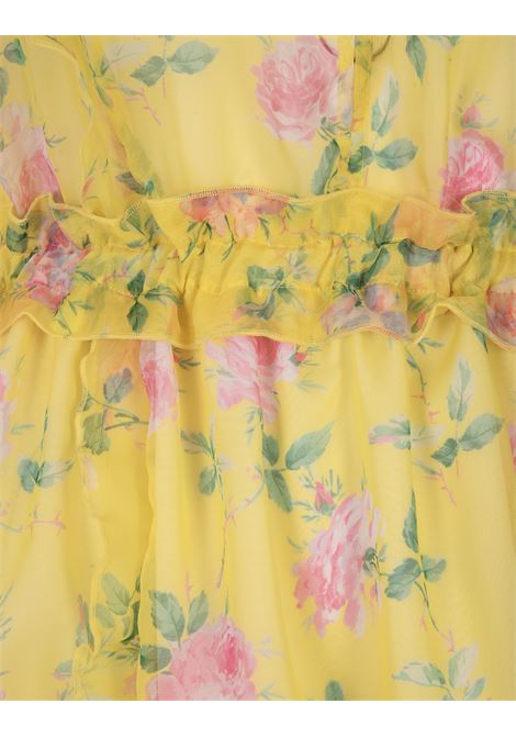 Yellow Floral Mini Dress With Ruffles MSGM | 3442MDA23-23736106