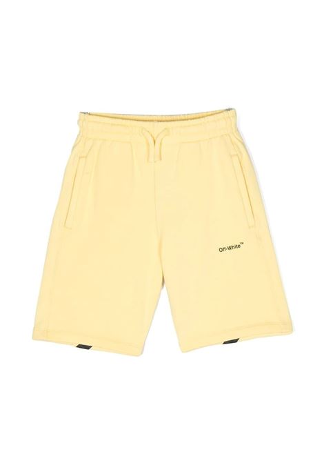 Light Yellow Sporty Shorts With Diagonal OFF-WHITE KIDS | OBCI001S23FLE0011810