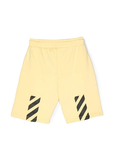 Light Yellow Sporty Shorts With Diagonal OFF-WHITE KIDS | OBCI001S23FLE0011810