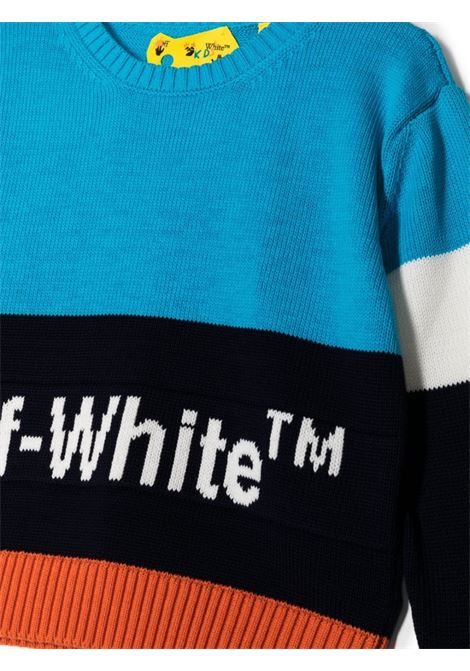 Light Blue Sweater With White Inlaid Logo OFF-WHITE KIDS | OBHE001S23KNI0034503