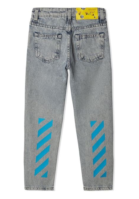 Grey Helvetica Jeans With Diagonals OFF-WHITE KIDS | OBYA001S23DEN0024045