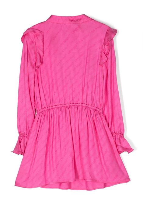 Fuchsia Short Dress With All-Over Logo OFF-WHITE KIDS | OGDB033S23FAB0013232