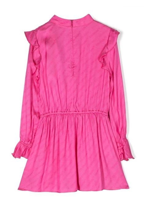 Fuchsia Short Dress With All-Over Logo OFF-WHITE KIDS | OGDB033S23FAB0013232