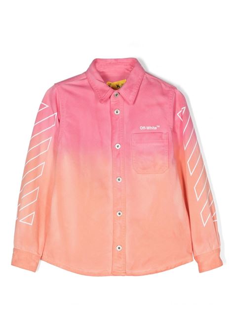 Camicia Tie&Dye Rosa Con Logo, Diag e Frecce OFF-WHITE KIDS | OGGA010S23FAB0018601